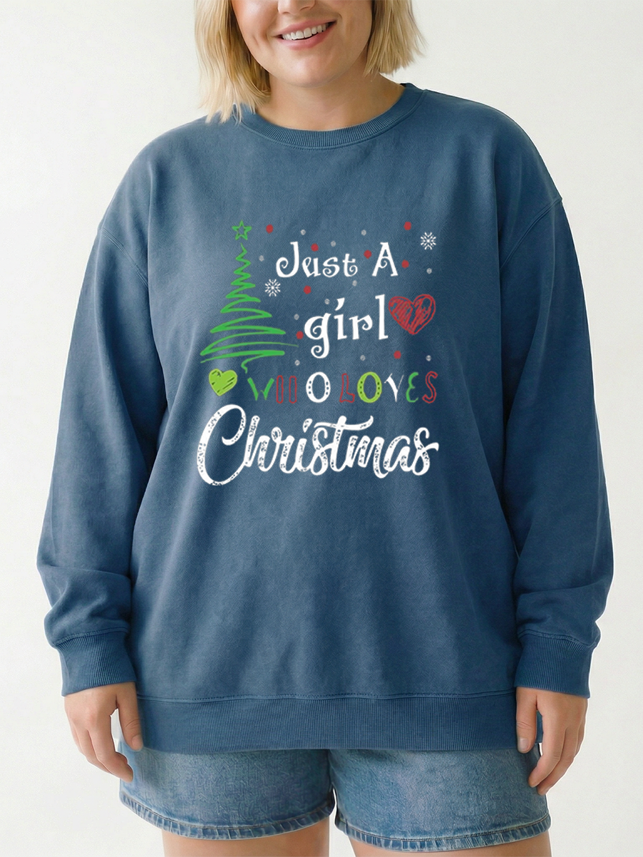 Vintage Just A Girl Who Loves Christmas Graphic Sweatshirt