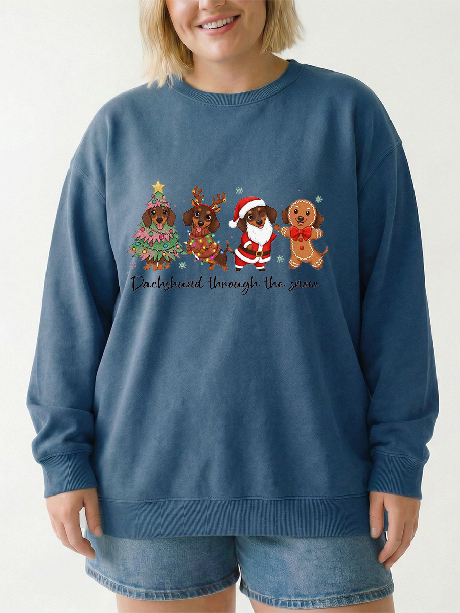 Vintage Dachshund Through The Snow Sweatshirt