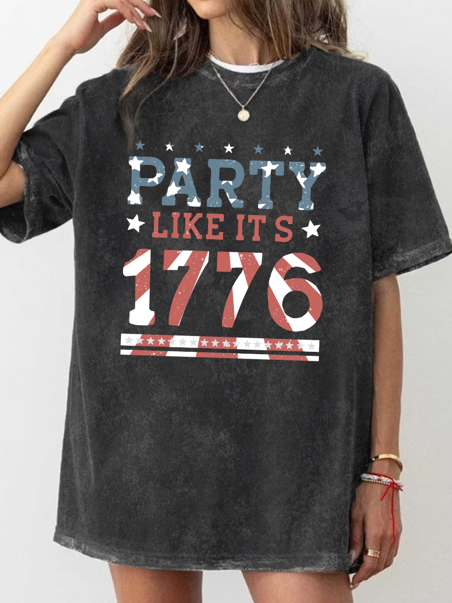Vintage Party Like It'S 1776 Washed T-Shirt