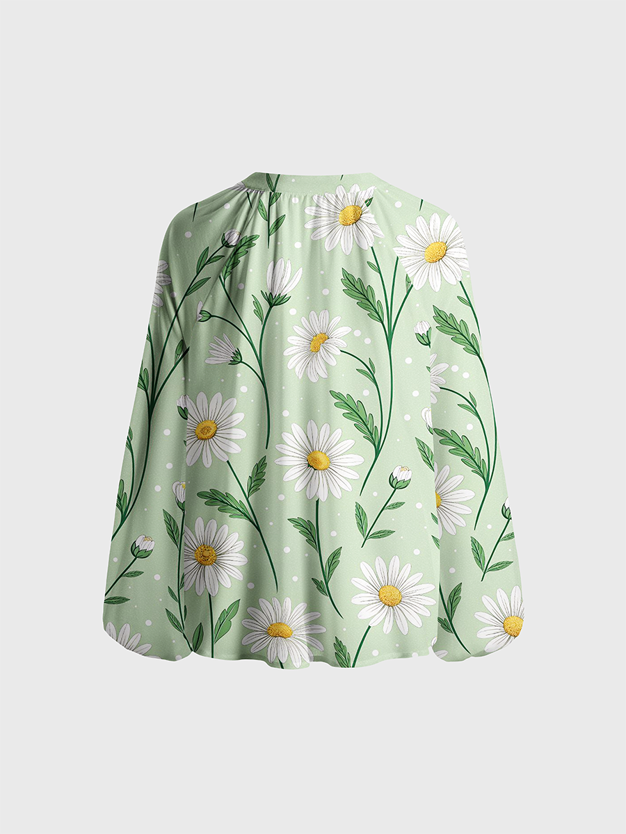 Daisy Floral Neck Tie Blouse