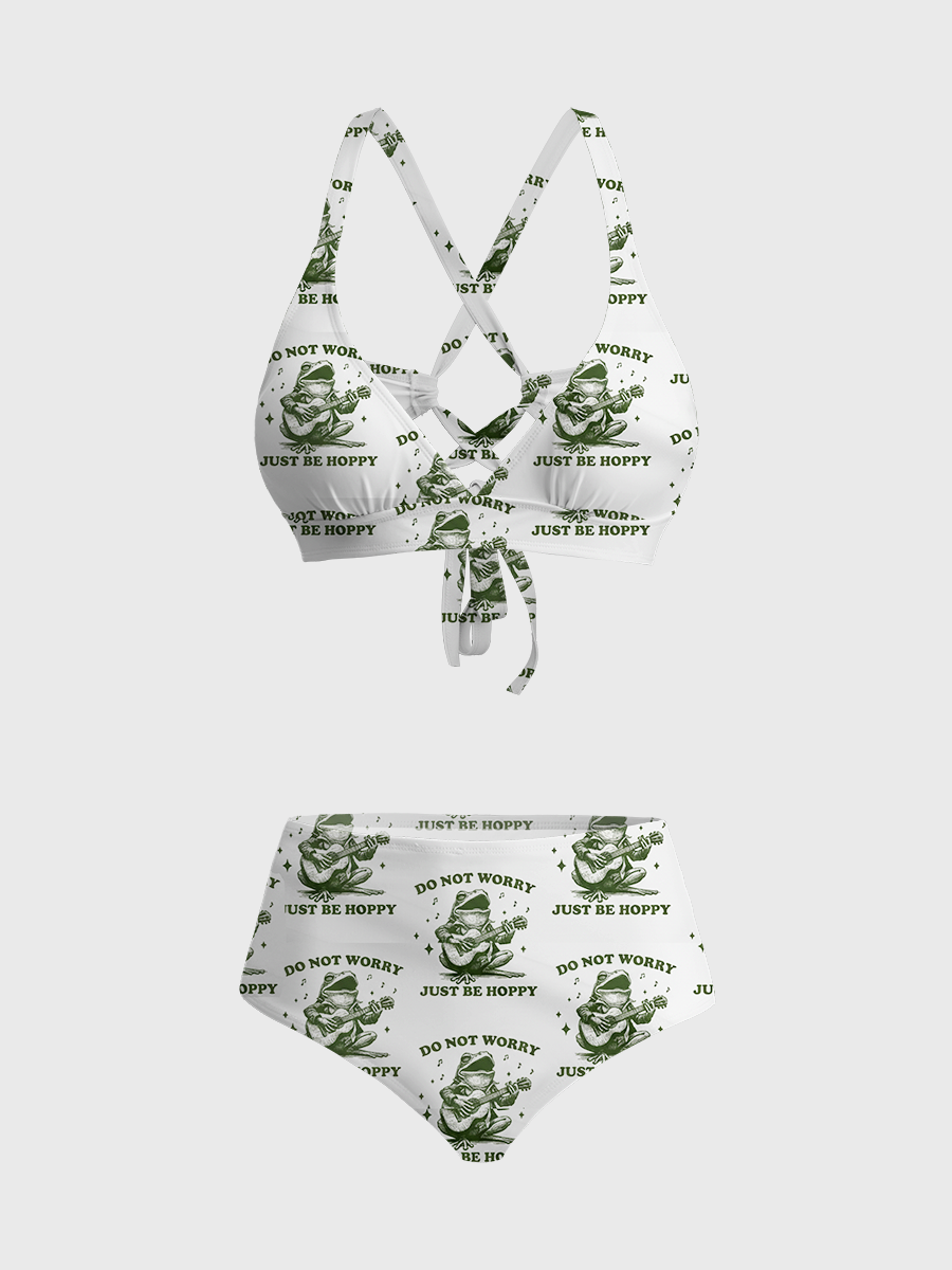 Vintage Don't Worry Just Be Hoppy Two-Piece Swimsuit