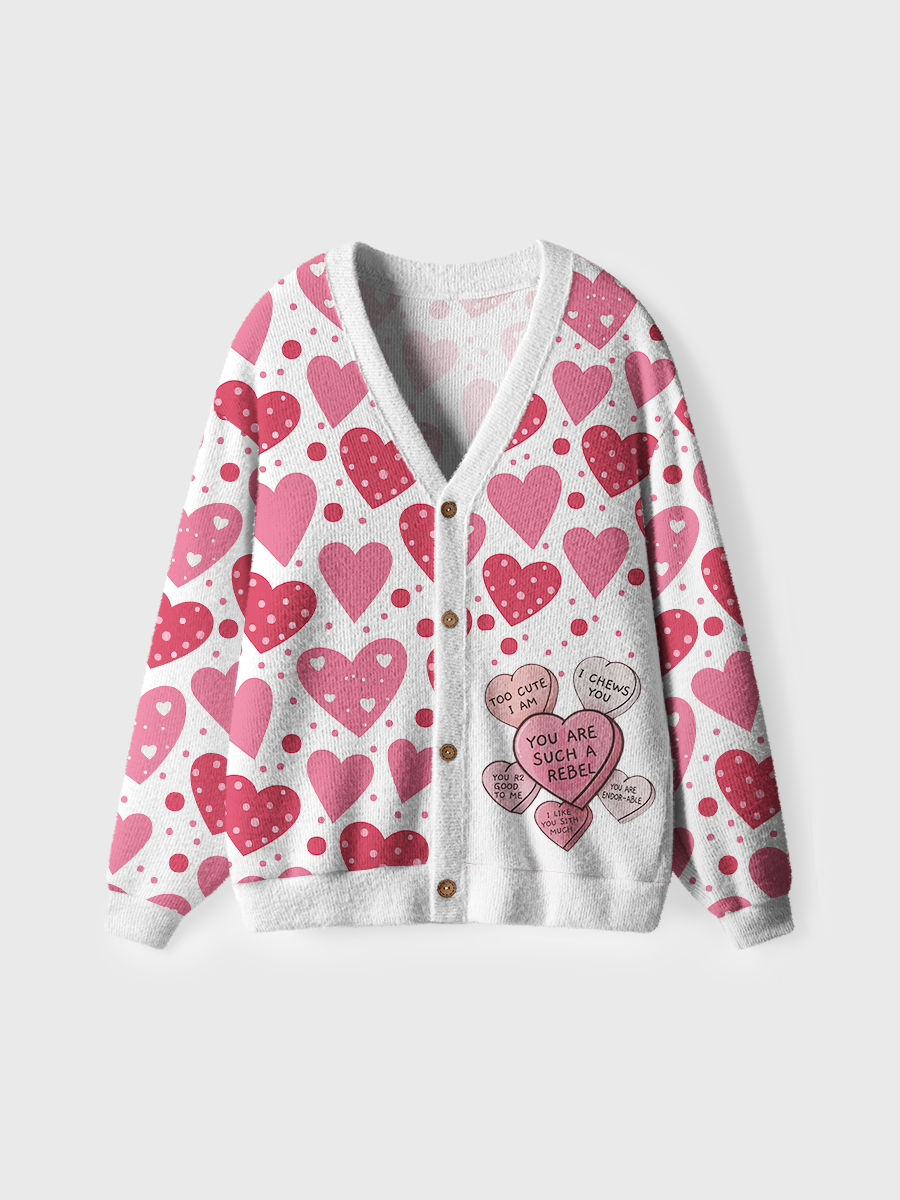 Vintage Candy Hearts Movie Cardigan Sweaters