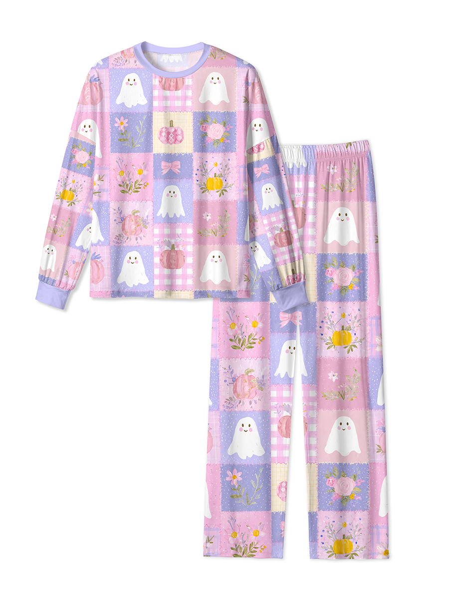 Vintage Patchwork Ghost Pumpkin Halloween Mixed Pajamas