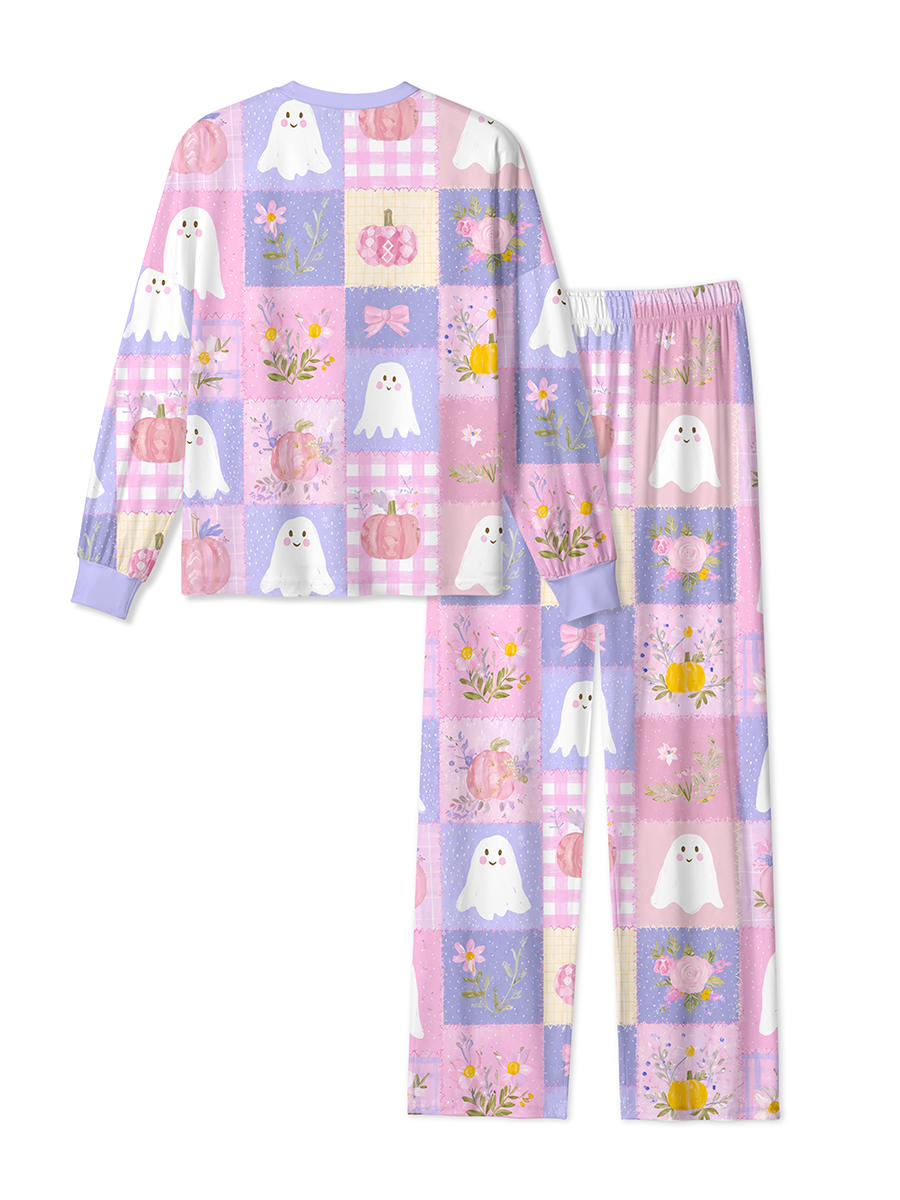 Vintage Patchwork Ghost Pumpkin Halloween Mixed Pajamas