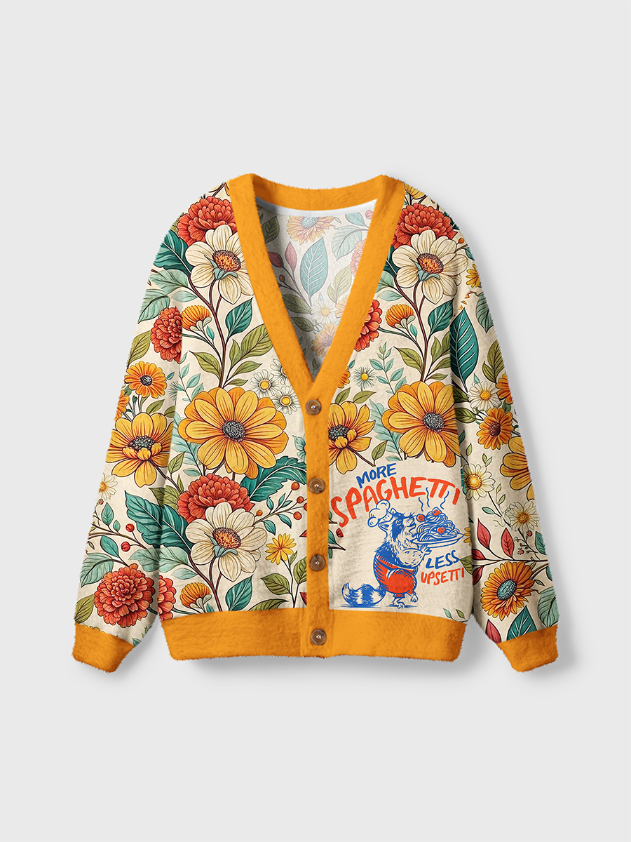 Vintage More Spaghetti Less Upsetti Raccoon Cardigan Sweaters