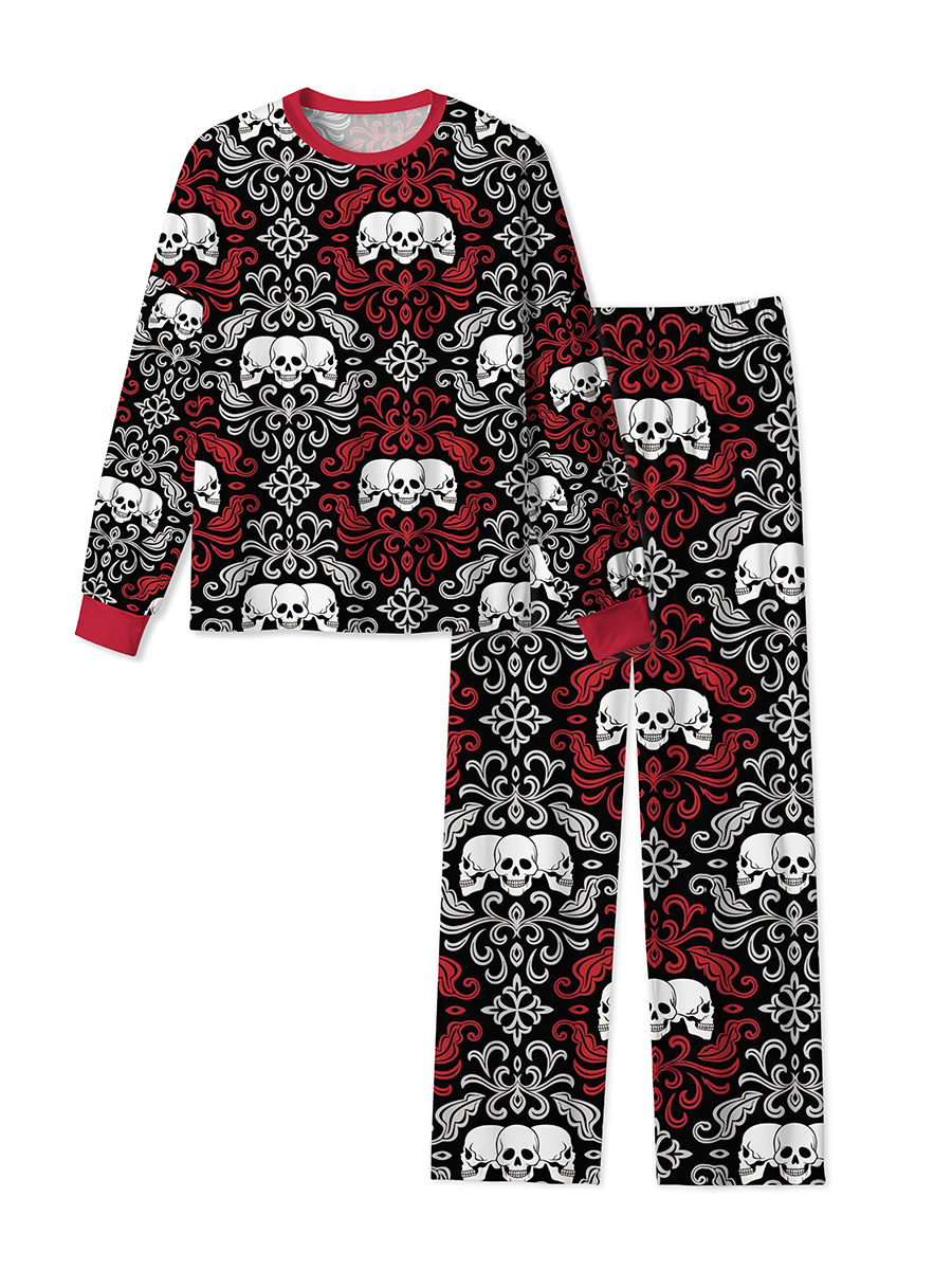 Vintage Gothic Damask Triple Skull Mixed Pajamas