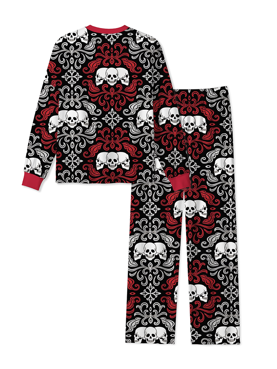 Vintage Gothic Damask Triple Skull Mixed Pajamas