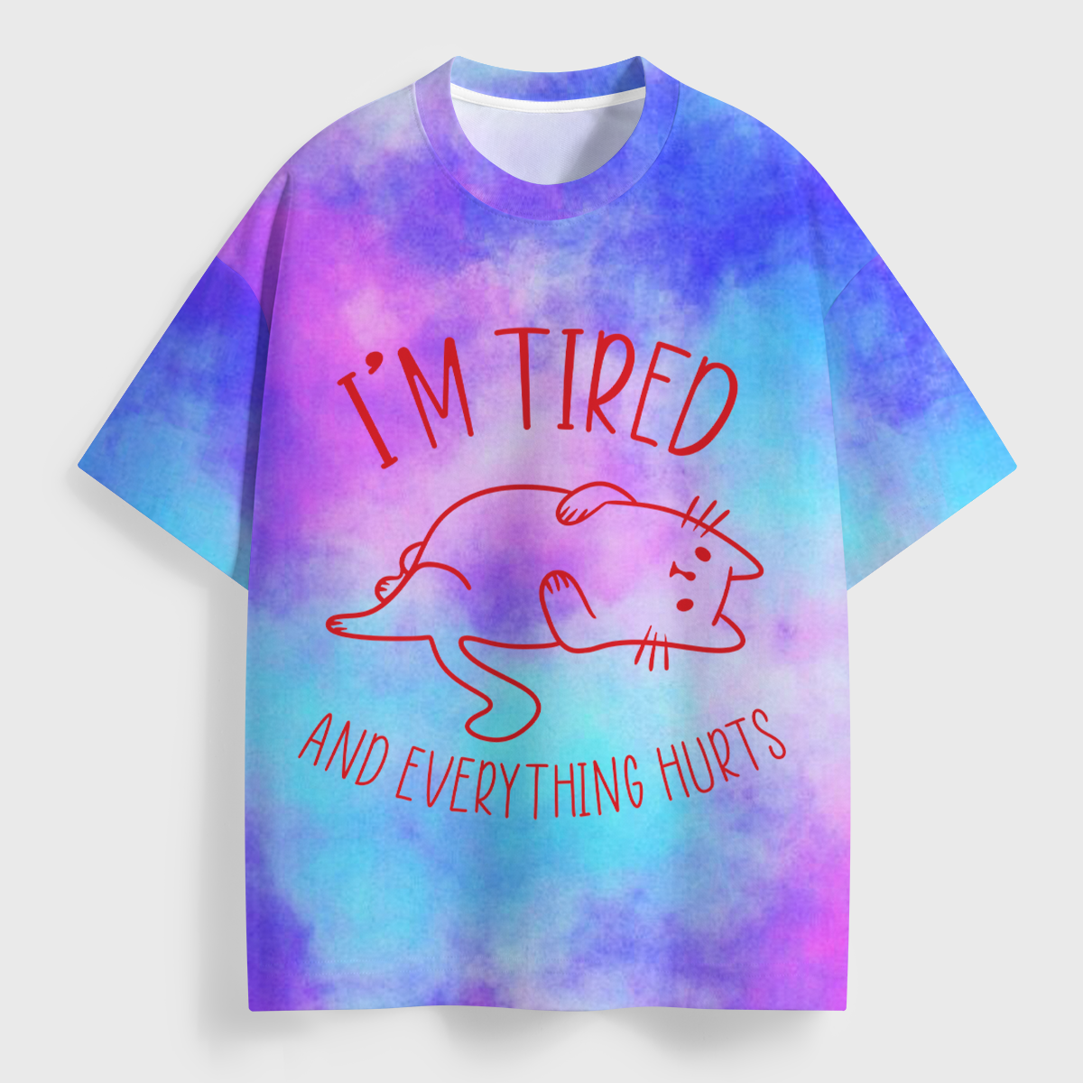 Vintage I'M Tired And Everything Hurts All Over Print T-Shirt