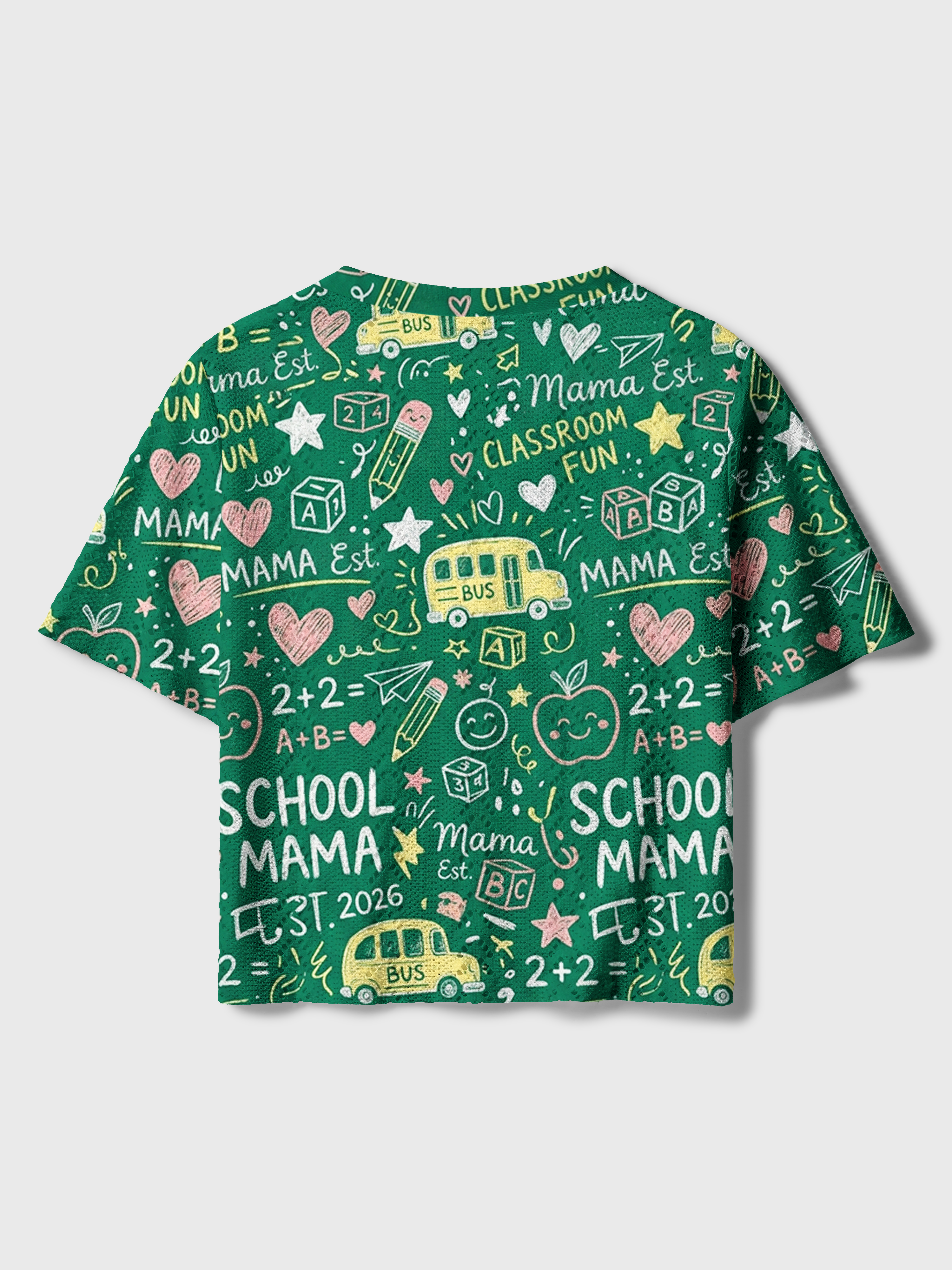Green Chalkboard School Mama Hand Drawn Crochet Button Down Cardigan