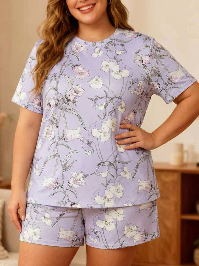 Vintage Lavender Floral Short Pajamas