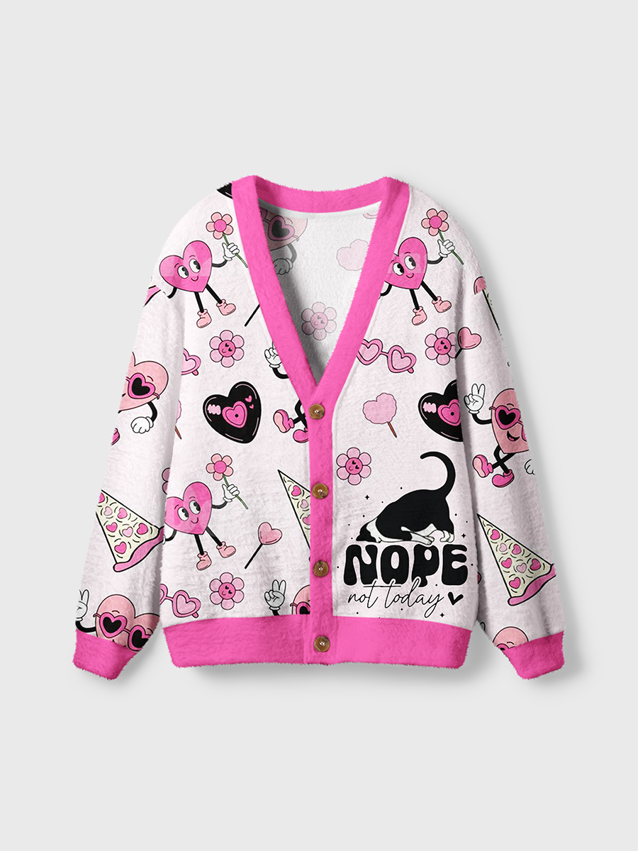 Vintage Nope Not Today Cat Cardigan Sweaters