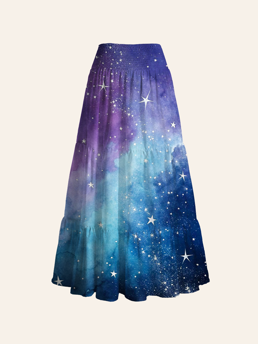 Watercolor Galaxy Convertible Maxi Skirts