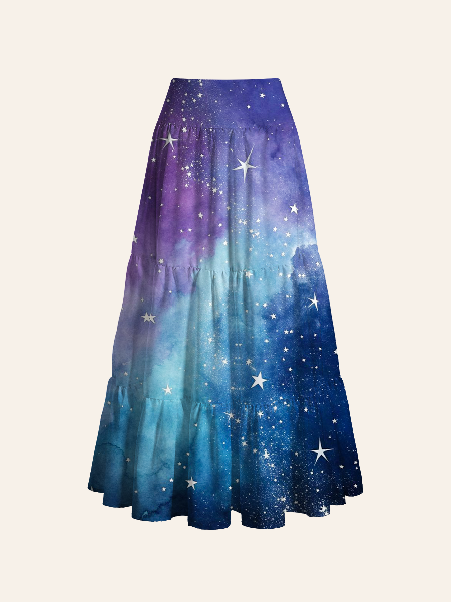 Watercolor Galaxy Convertible Maxi Skirts