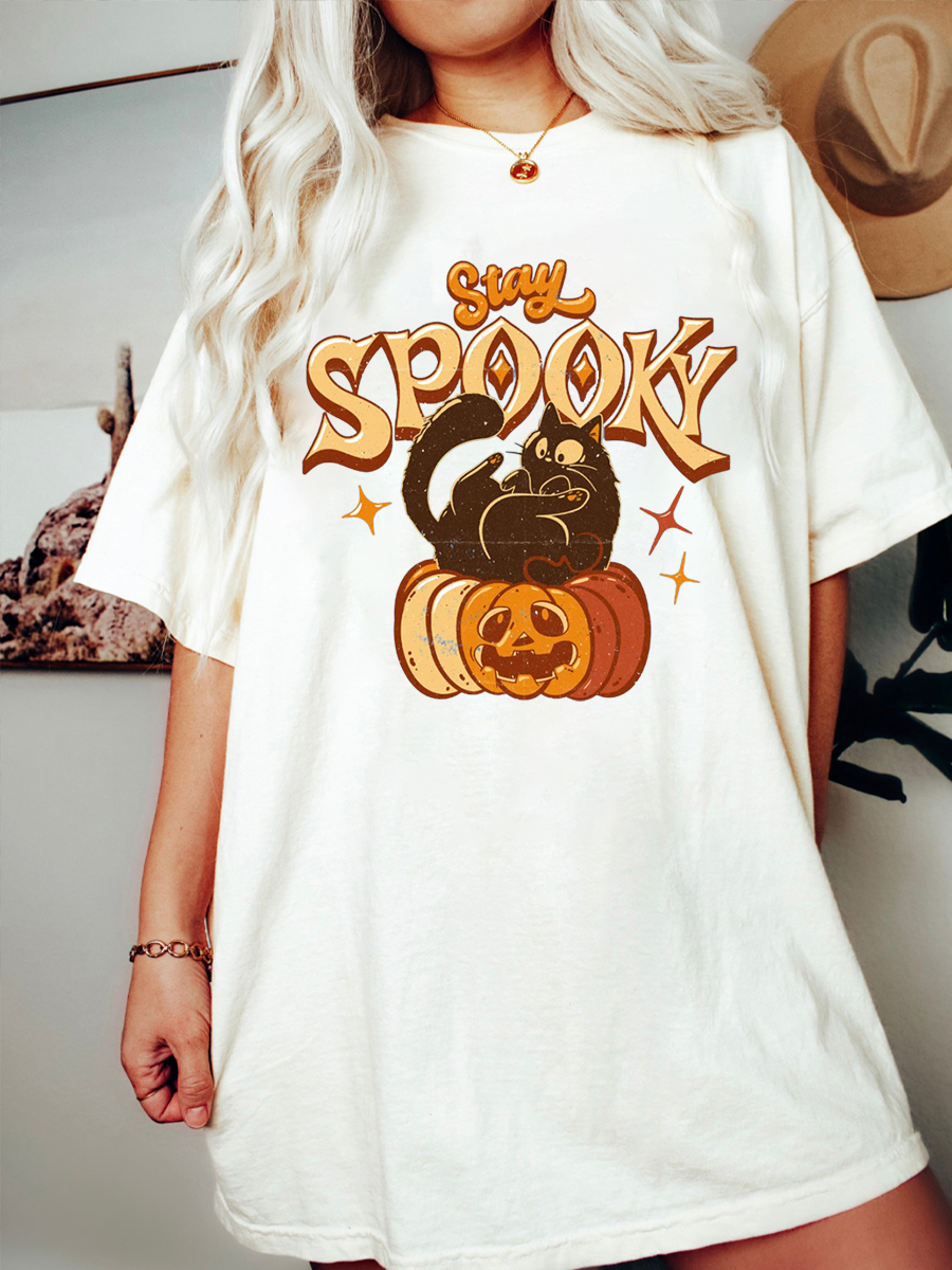 Stay Spooky Pumpkin And Black Cat Shirt