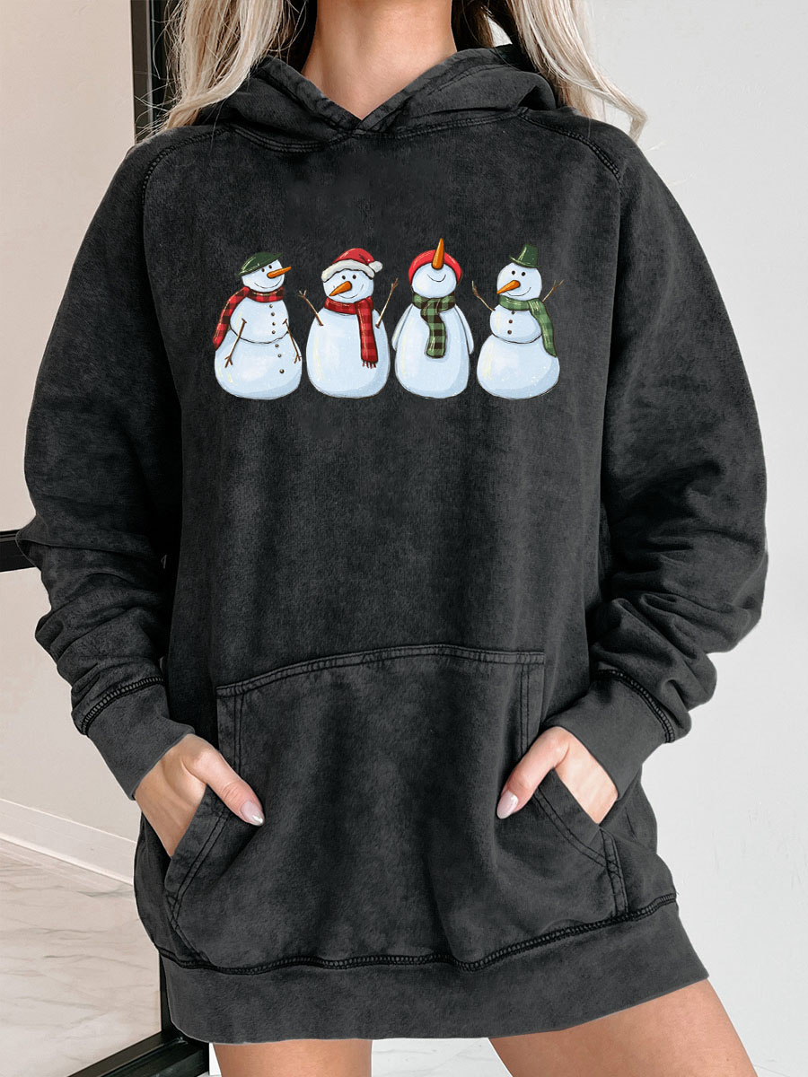 Plus Size Snowman Washed Hoodie
