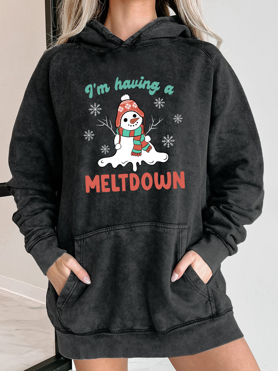 Plus Size I'm Having a Meltdown Washed Hoodie