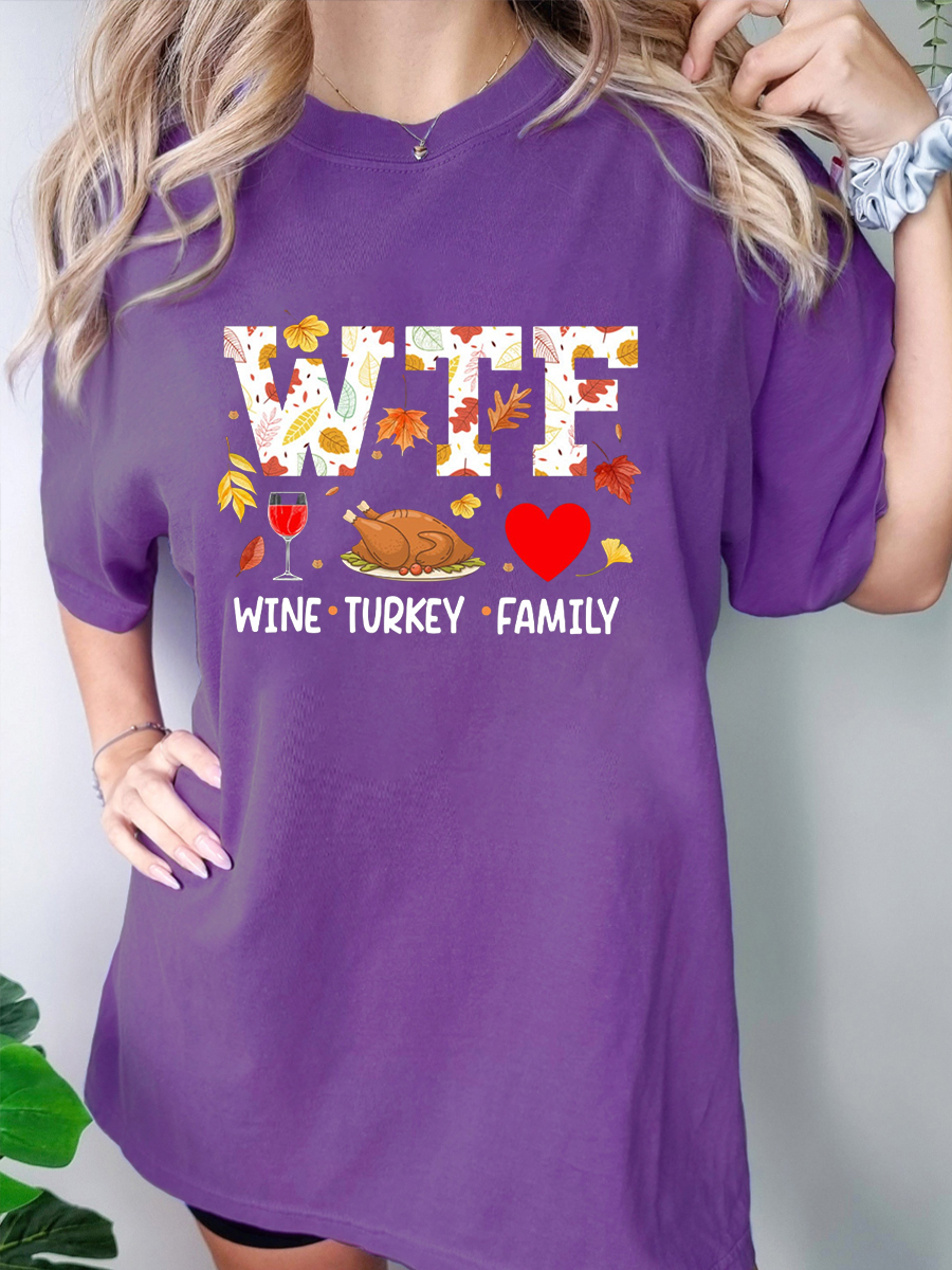 Plus Size Wtf Wine Turkey Family Shirt