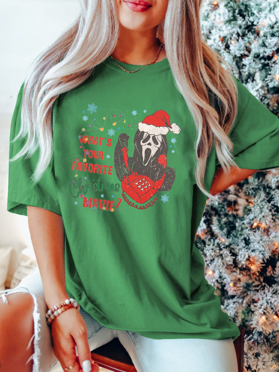 Oversized Retro Ghostface Christmas Tshirt