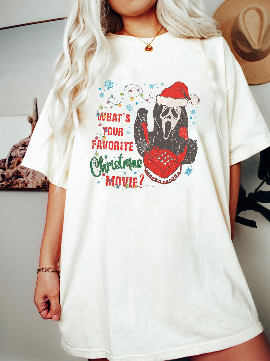 Oversized Retro Ghostface Christmas Tshirt