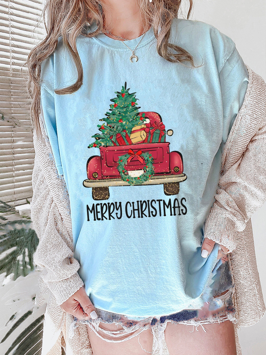 Plus Size Merry Christmas Truck Tee