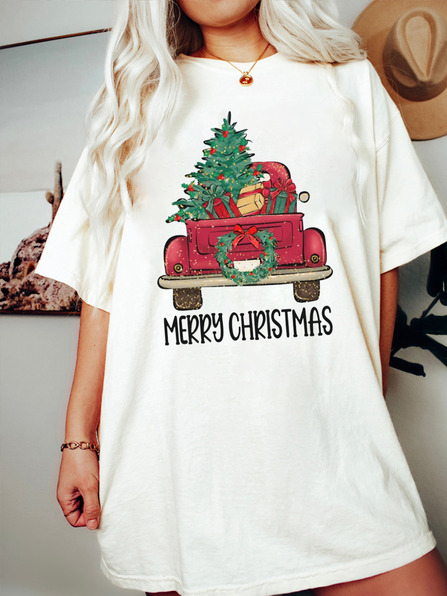 Plus Size Merry Christmas Truck Tee
