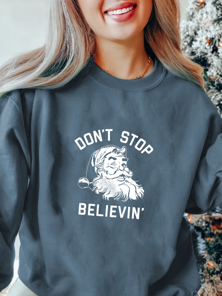Plus Size Don'T Stop Believing Christmas Sweatshirt