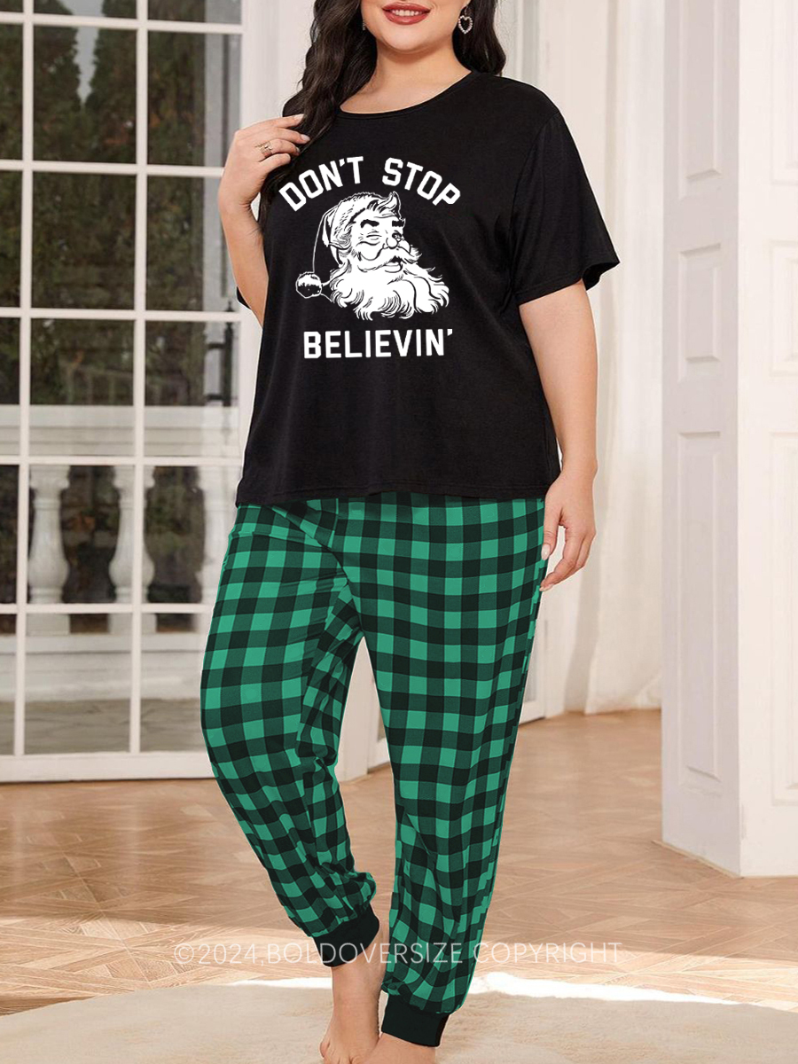 Vintage Don't Stop Believing Christmas Pajama Set