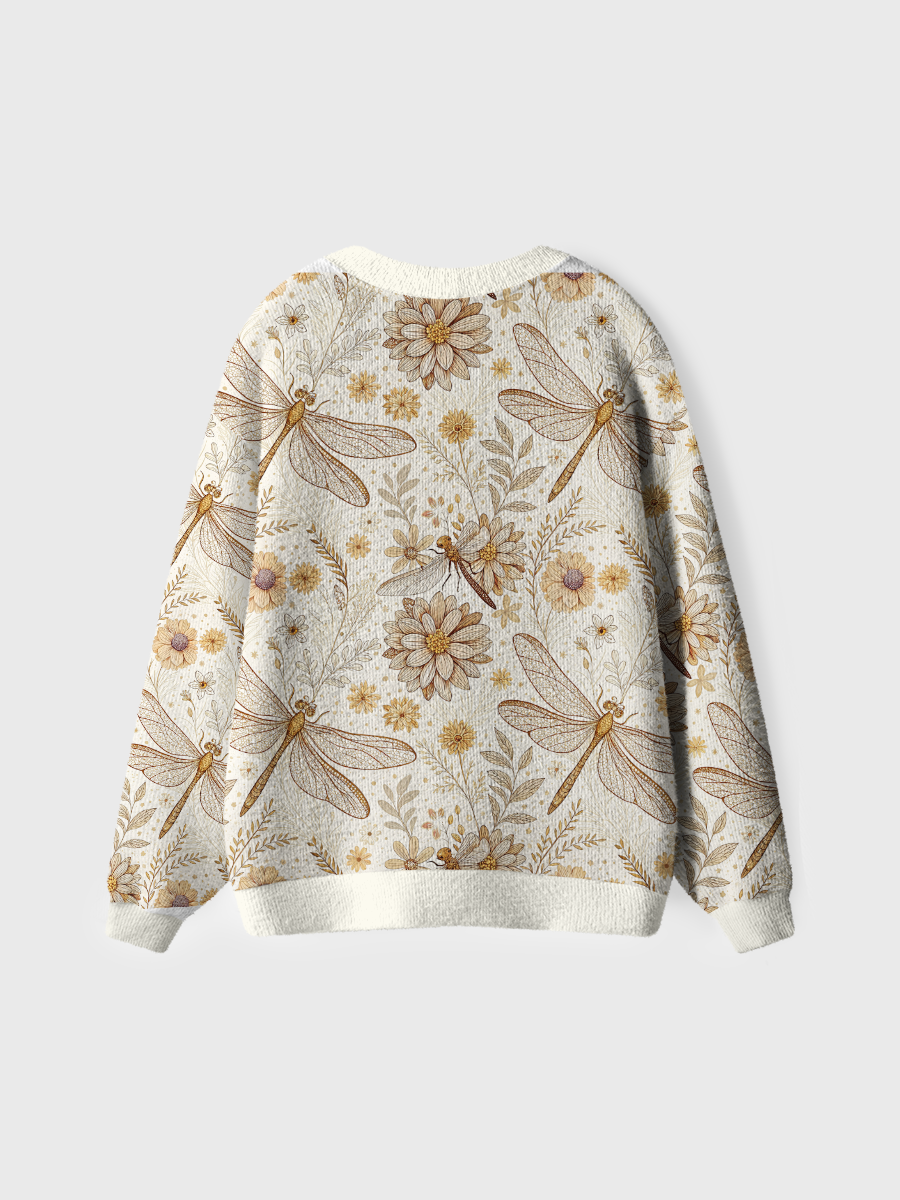 Vintage Dragonfly Flower Pop Cute Cardigan Sweaters