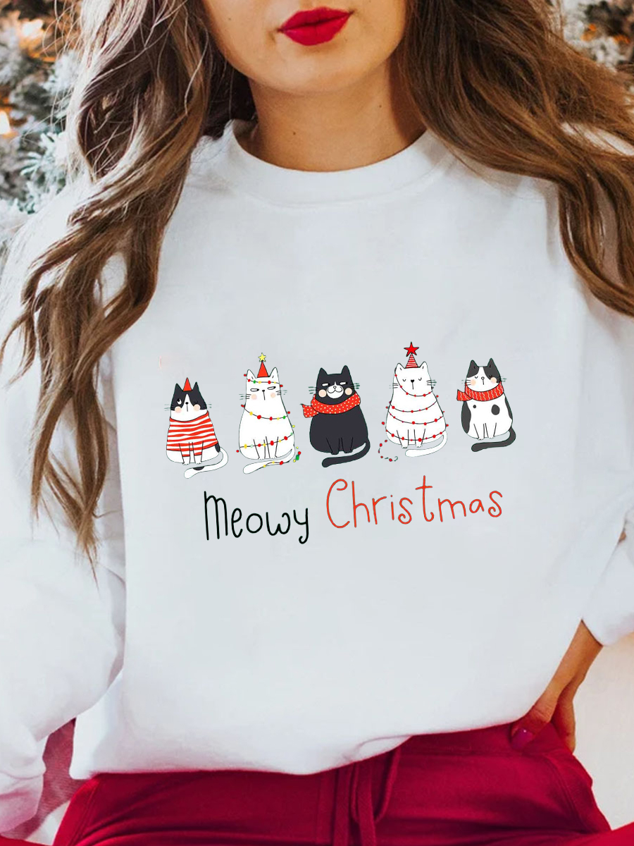 Plus Size Meowy Christmas Sweatshirt