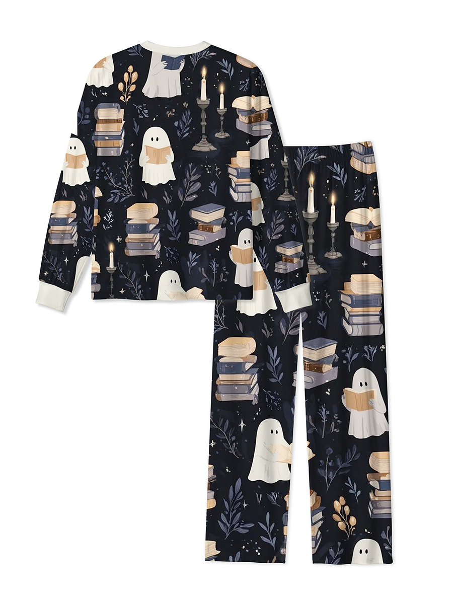 Vintage Dark Academia Reading Ghost Book Mixed Pajamas