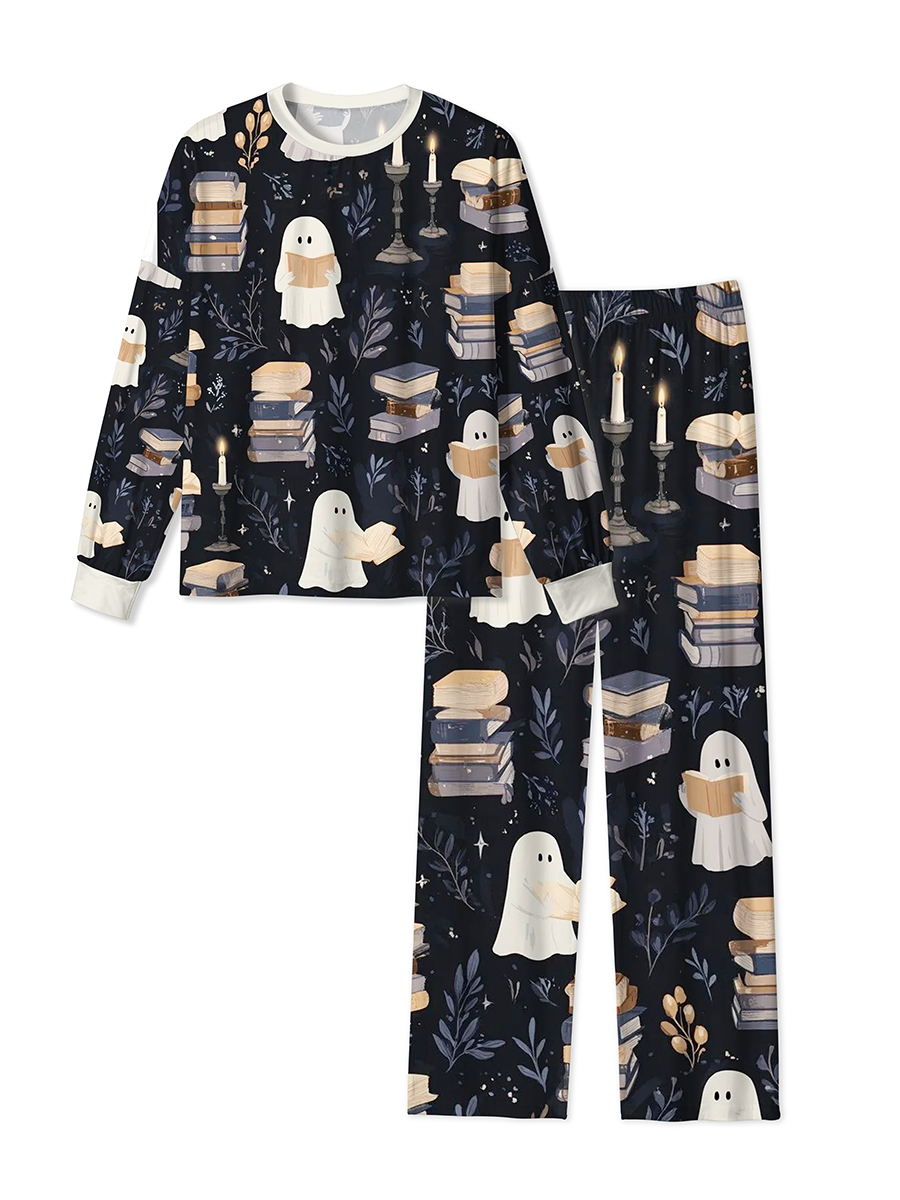 Vintage Dark Academia Reading Ghost Book Mixed Pajamas
