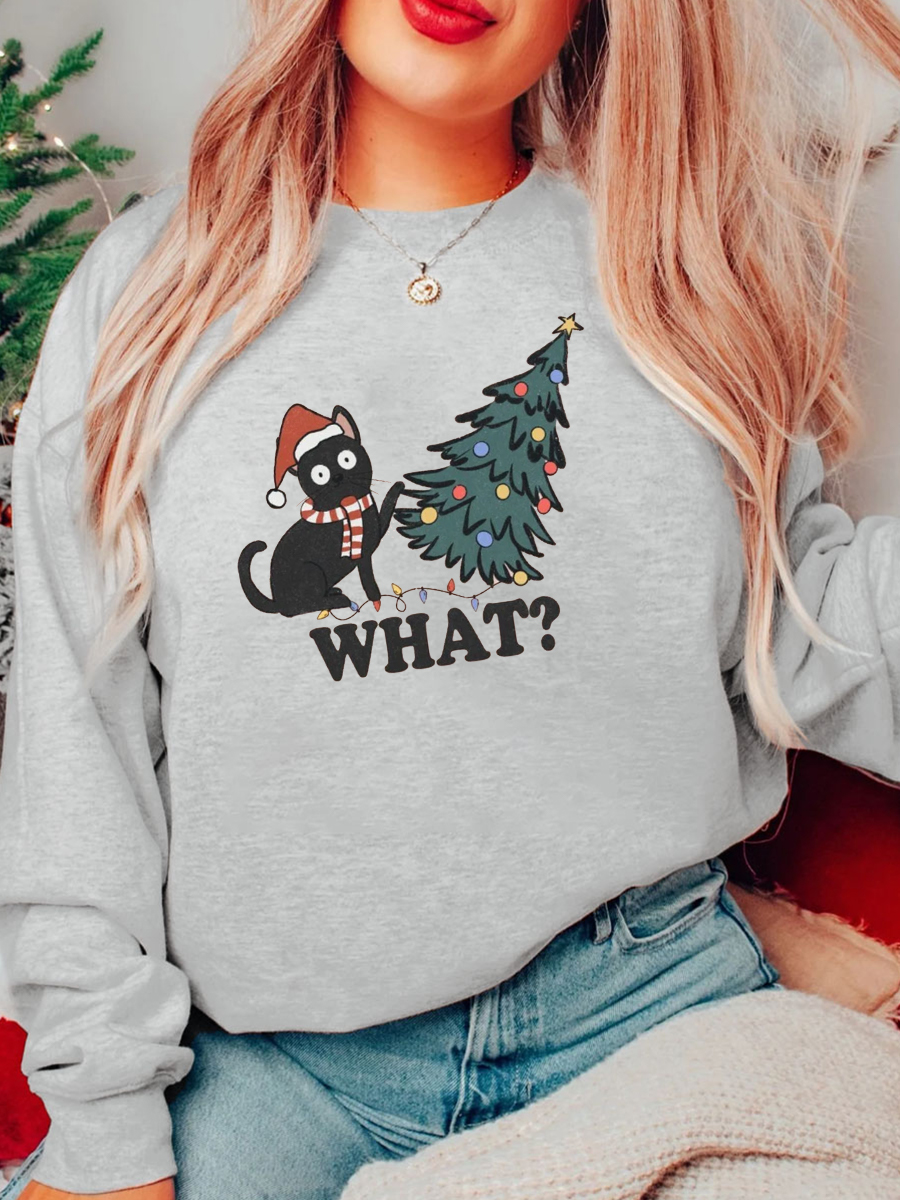 Funny Cat Christmas Plus Size Sweatshirts
