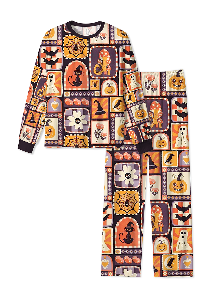 Vintage Vintage Stamp Dark Halloween Mixed Pajamas