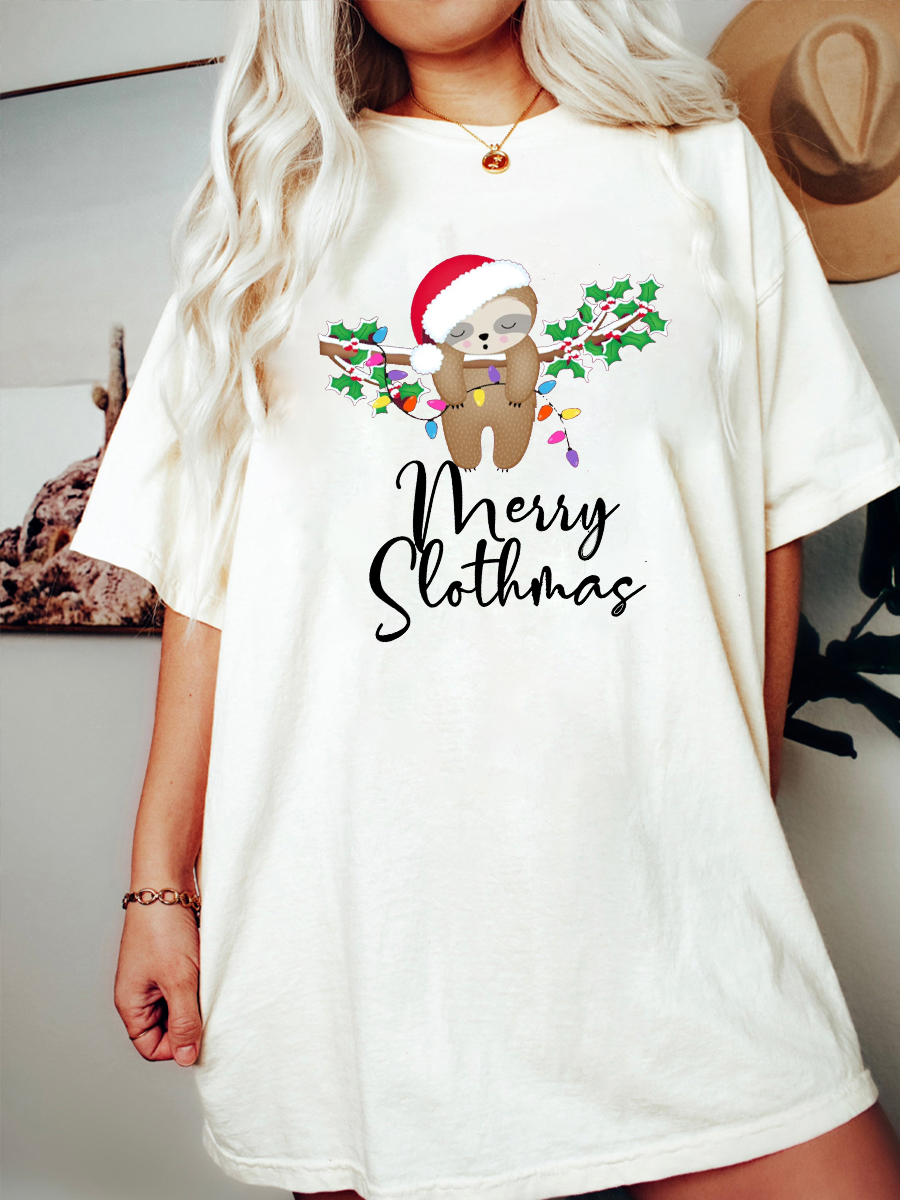 Plus Size Sloth Christmas Tee