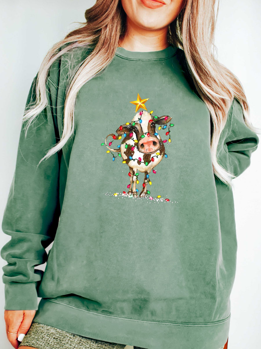 Plus Size Cute Cow Christmas Sweatshirt