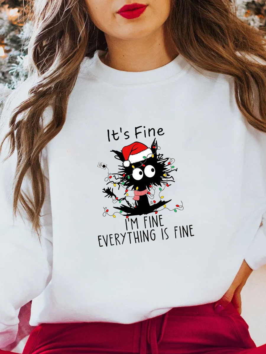 Everything Is Fine Cat Plus Size Sweatshirt