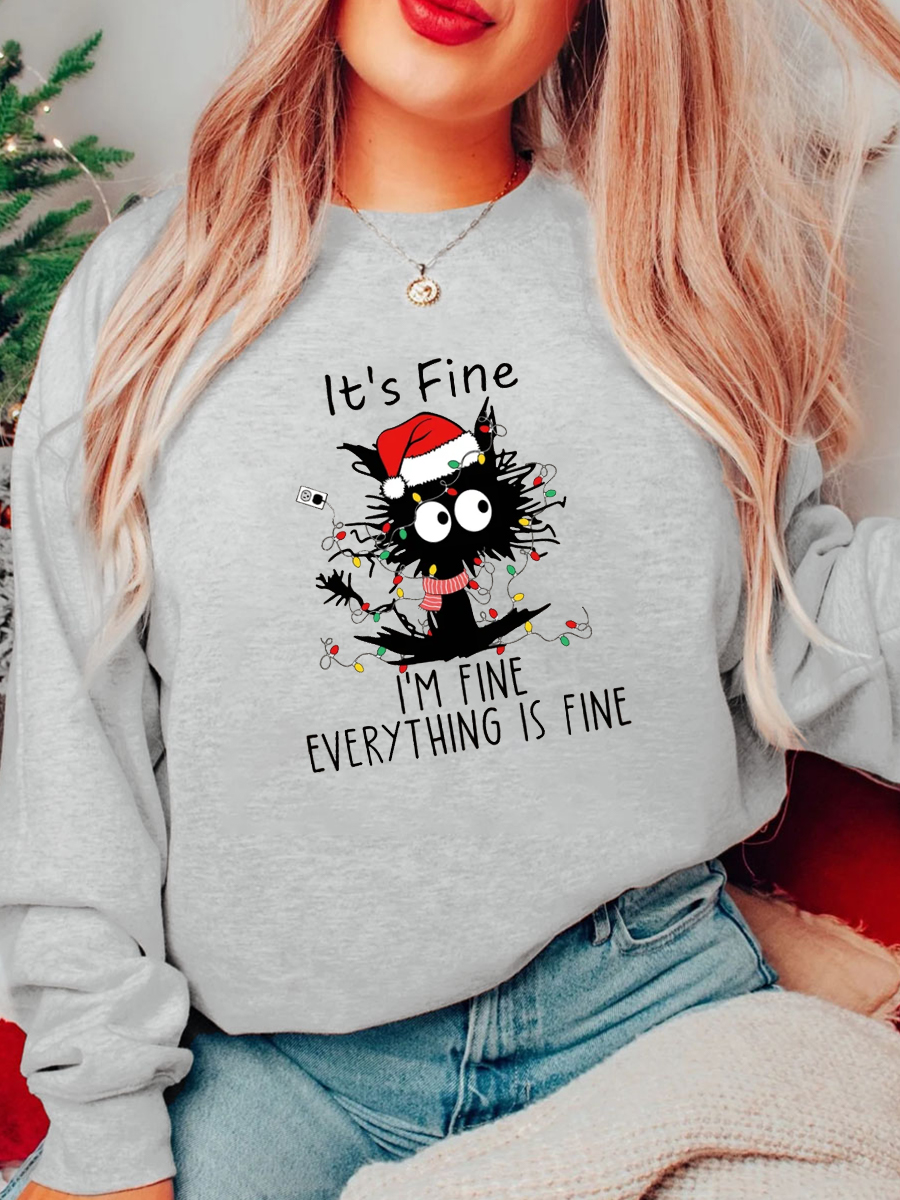 Everything Is Fine Cat Plus Size Sweatshirt
