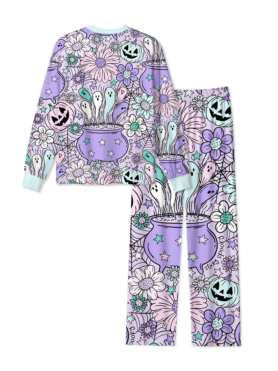 Vintage Pastel Witch Cauldron Ghost Halloween Mixed Pajamas