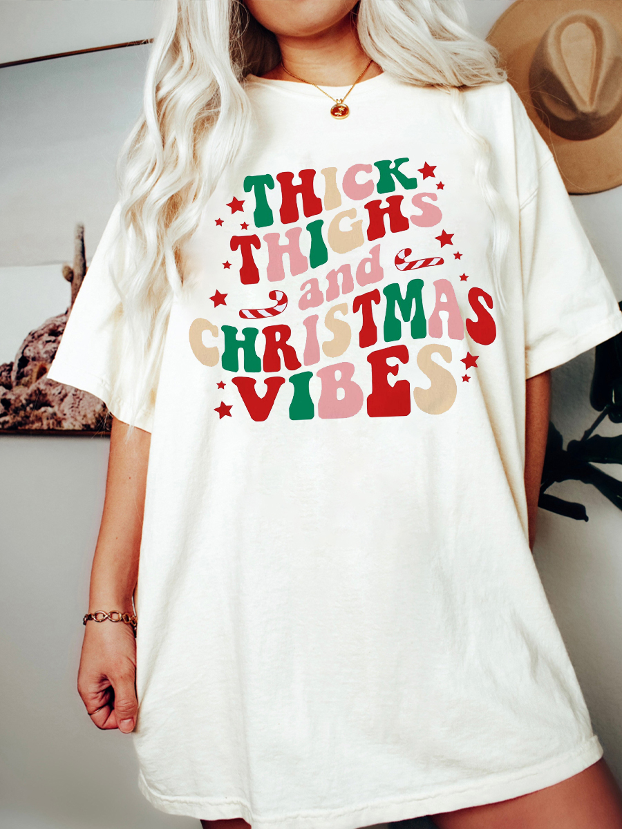 Thick Thighs And Christmas Vibes Plus Size T-Shirt