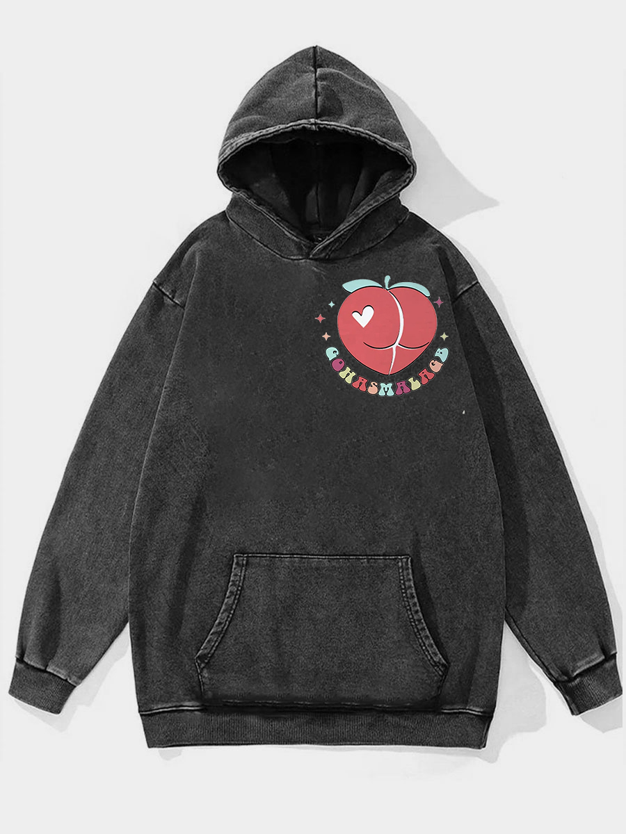 Skeleton Reading Book Plus Size Washed Hoodie