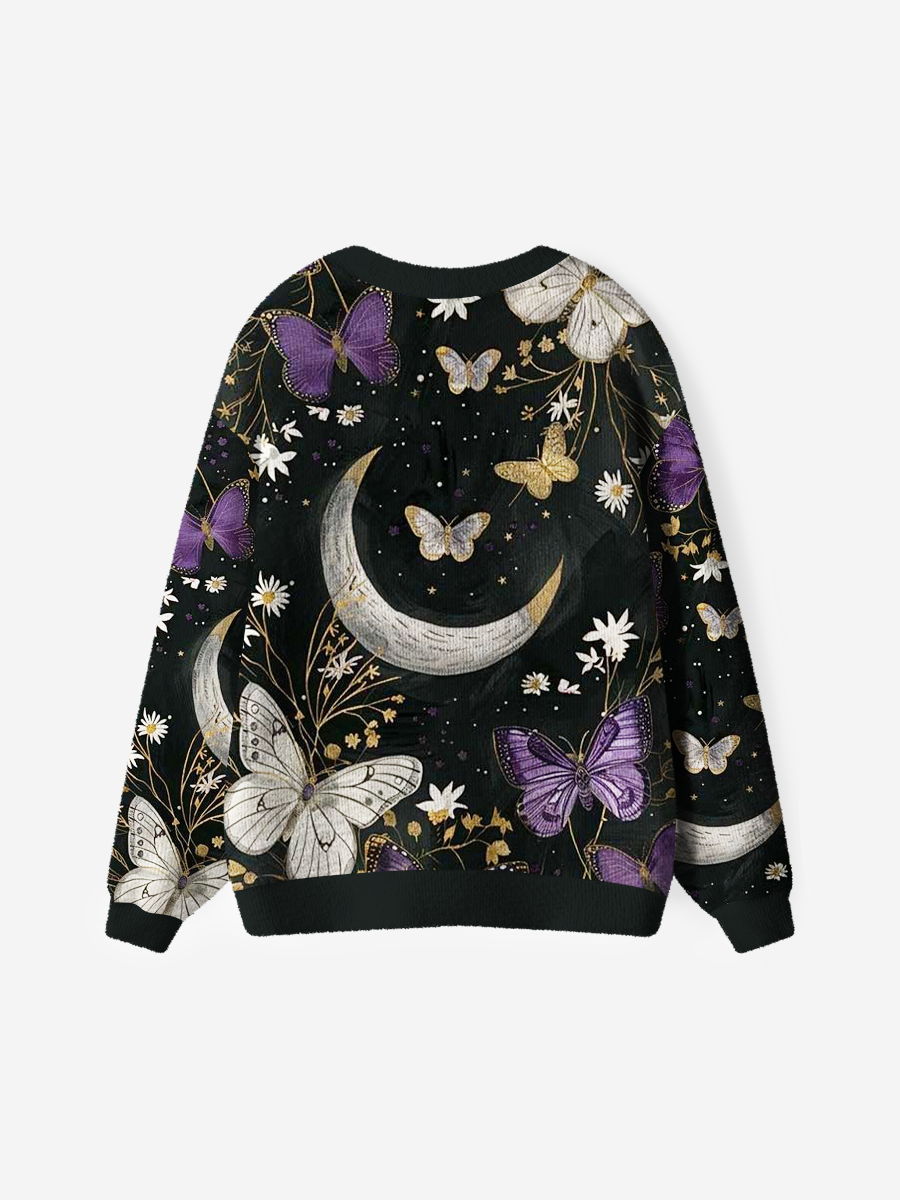 Vintage Midnight Moon & Butterflies Cardigan Sweaters