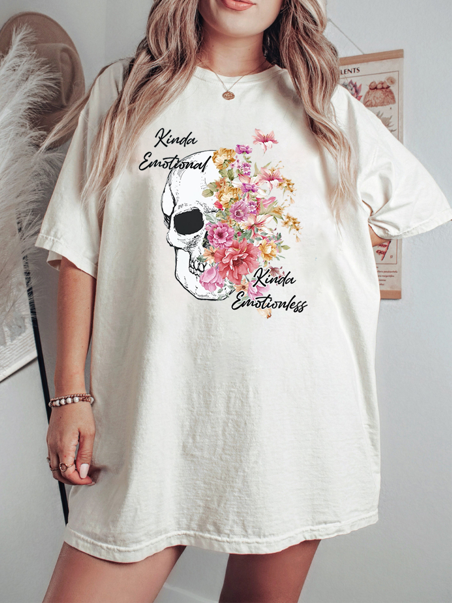 Kinda Emotional Kinda Emotionless Skull Plus Size T-Shirt
