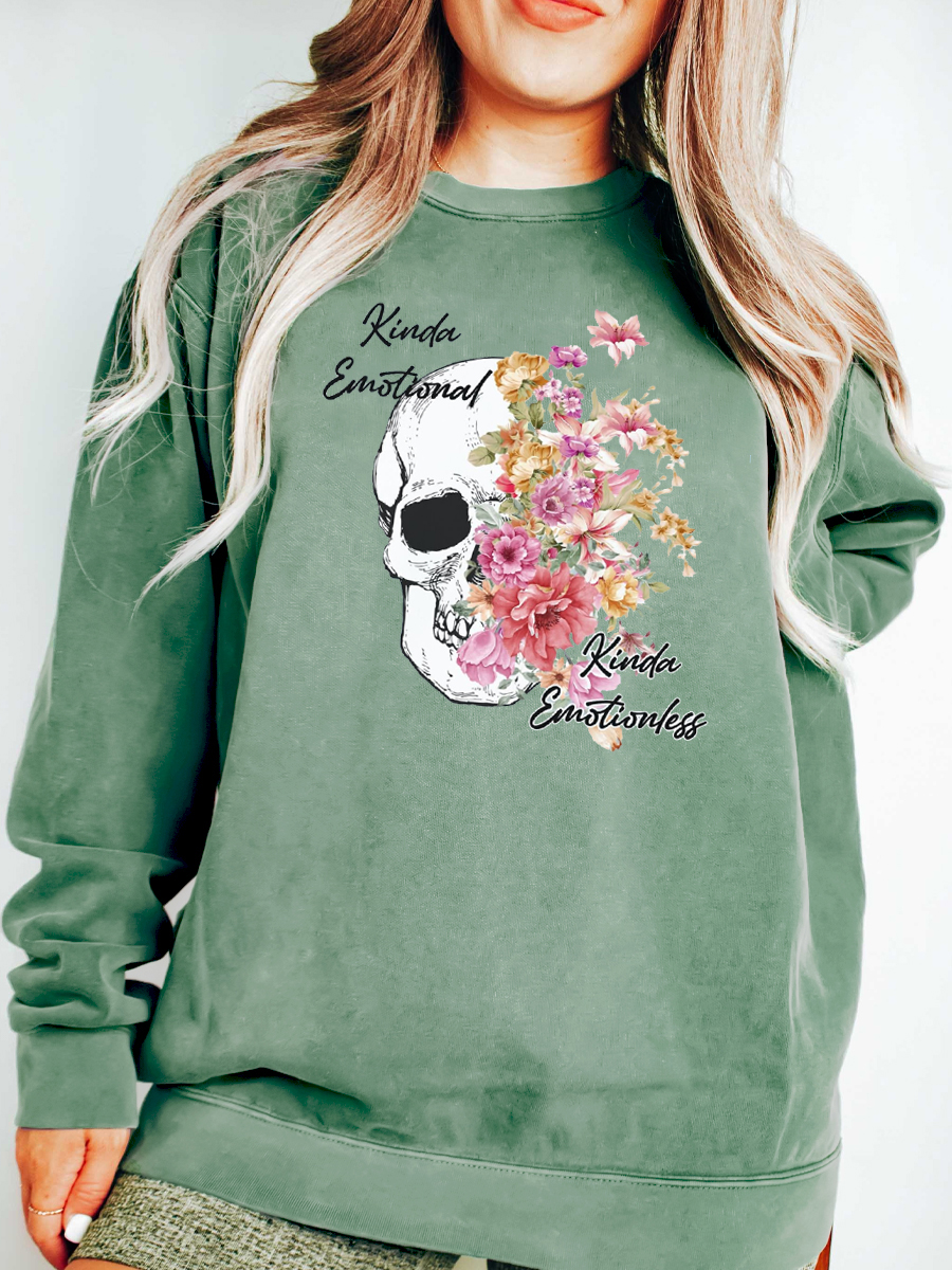 Kinda Emotional Kinda Emotionless Skull Sweatshirt