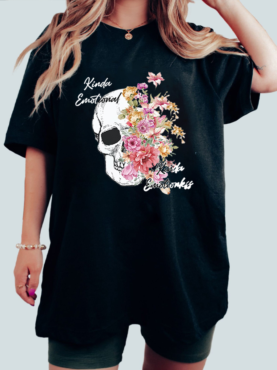 Kinda Emotional Kinda Emotionless Skull Plus Size T-Shirt