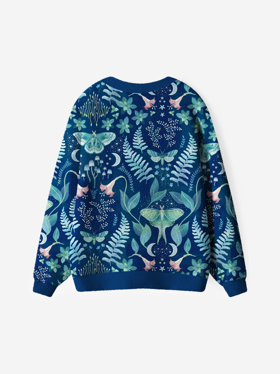 Vintage Celestial Night Garden Print Cardigan Sweaters