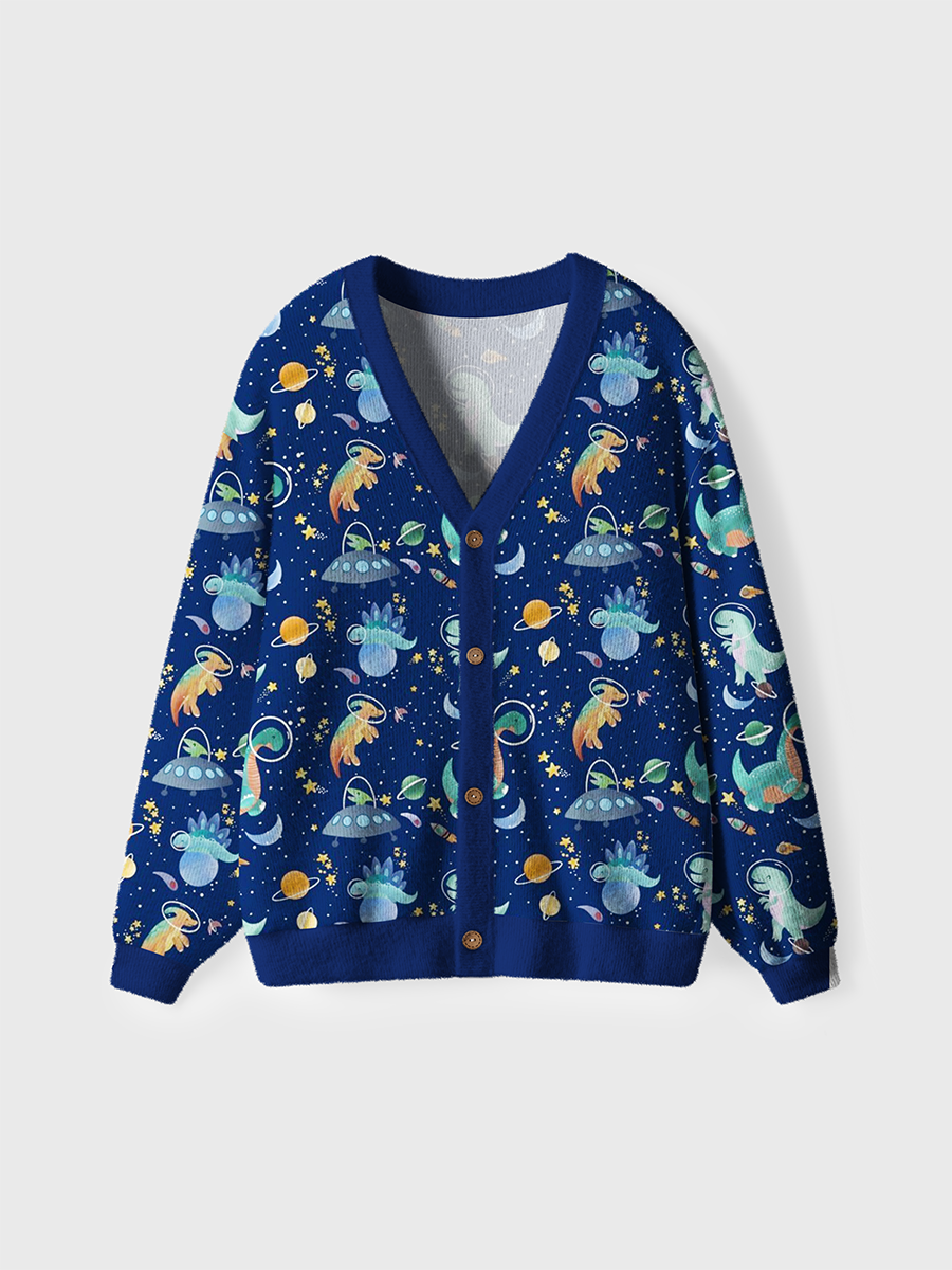 Vintage Space Dinosaur Cardigan Sweaters