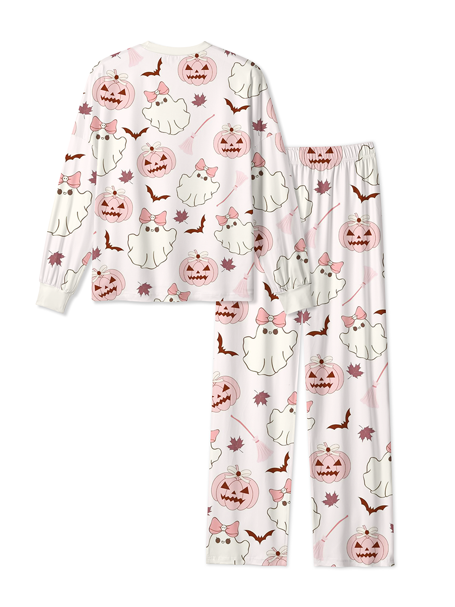 Vintage Coquette Pink Bow Ghost Pumpkin Halloween Mixed Pajamas
