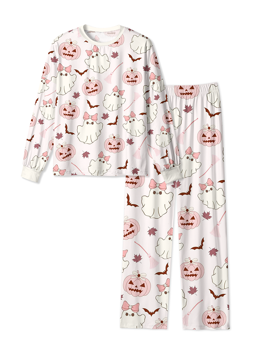 Vintage Coquette Pink Bow Ghost Pumpkin Halloween Mixed Pajamas