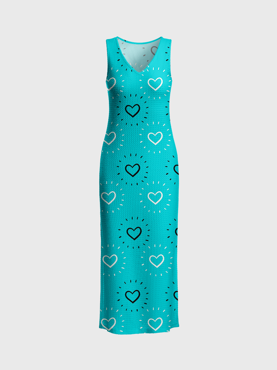 Minimalist Doodle Open Stitch Midi Dress