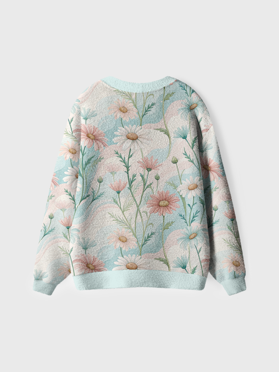Vintage Pastel Daisy Floral Pop Cardigan Sweaters
